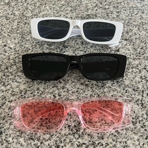3 pairs of square rounded sunglasses